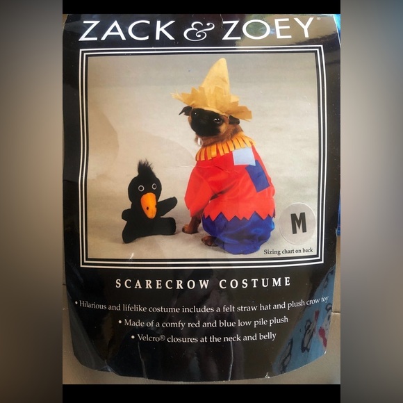 ZACK & ZOEY Scarecrow (like new) Pet Halloween costume - sz M (16”) - Picture 1 of 12